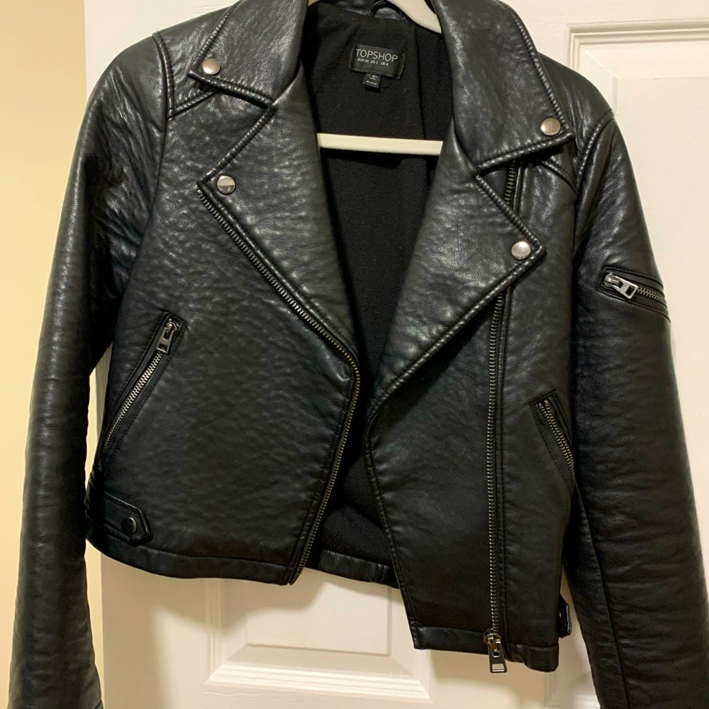 Top Shop Faux Leather Biker Jacket